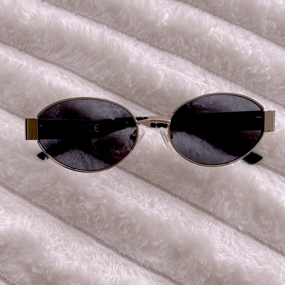 Classic Oval Black Lens Sunglasses with Silver Frame - Women Accessories